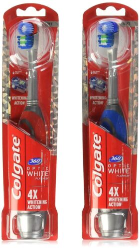 2 Colgate 360 Optic White Battery-Powered Toothbrush, Soft