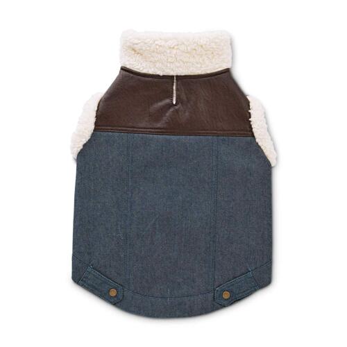 Bond & Co. Faux-Shearling-Lined Denim Dog Jacket, XX-Small