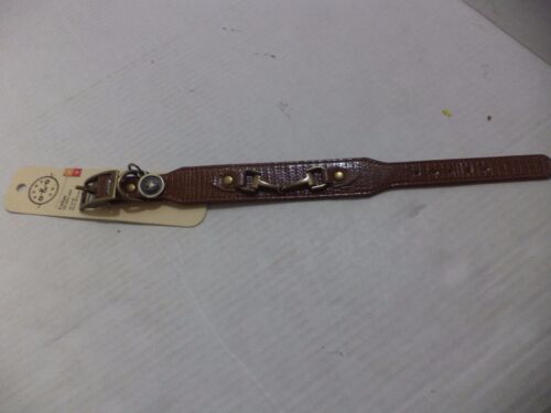 Bond & Co. Leather Bling Brown Dog Collar, For Neck Sizes 8-10, XXS