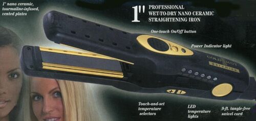 GOLD N HOT 1″ NANO CERAMIC WET-TO-DRY IRON GH1044 6 Position LED Temperature
