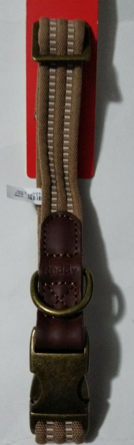 Reddy Beige Webbed Dog Collar, Large, Tan