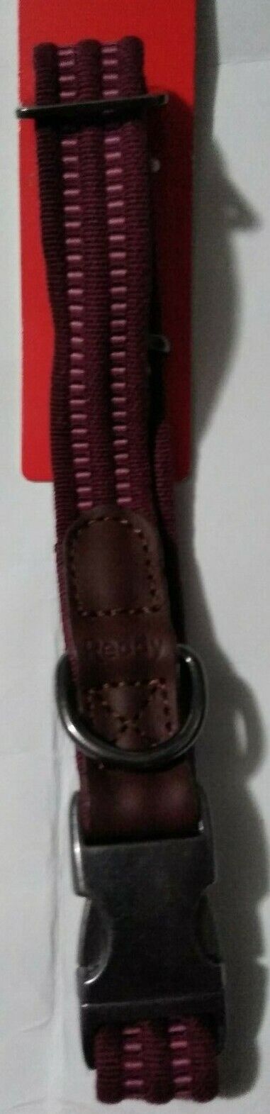 Reddy Burgundy Webbed Dog Collar, Small,