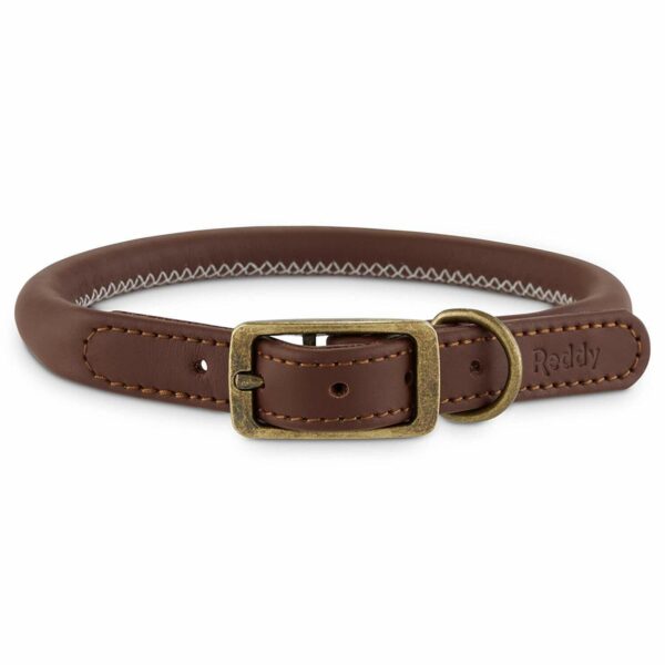 Reddy Dark Brown Leather Dog Collar, Large By: Reddy