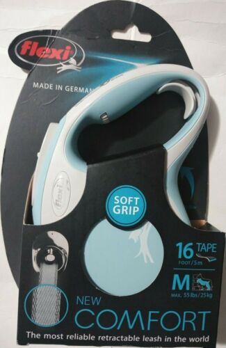 Retractable Flexi New Comfort Tape Leash 16 Foot Size M Color Baby Blue