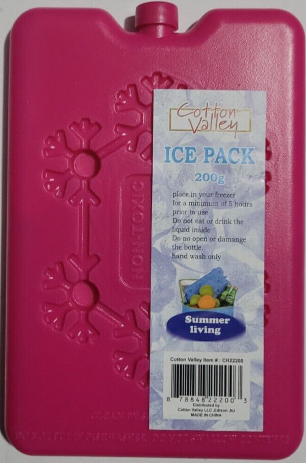 Cotton Valley LLC 200ML (6.75oz) ICE PACK ASSORTED COLORS (1-Pack) Pink