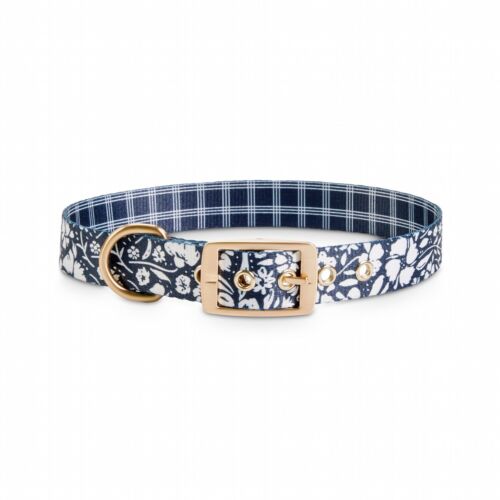 Bond & Co. Black & White Floral & Plaid Reversible Dog Collar, Large: Bond & Co