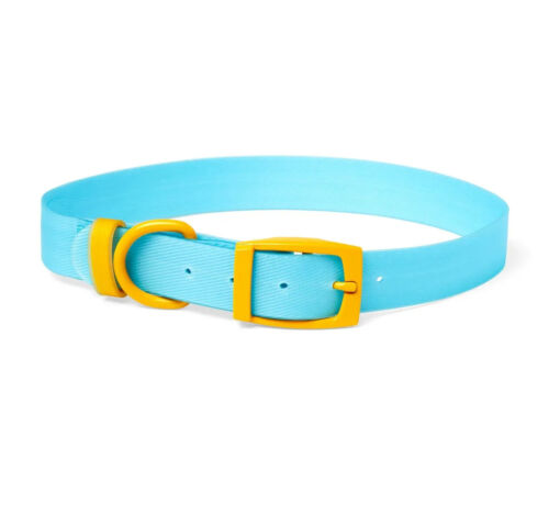 YOULY The Extrovert Water-Resistant Blue & Yellow Colorblocked Dog Collar Medium