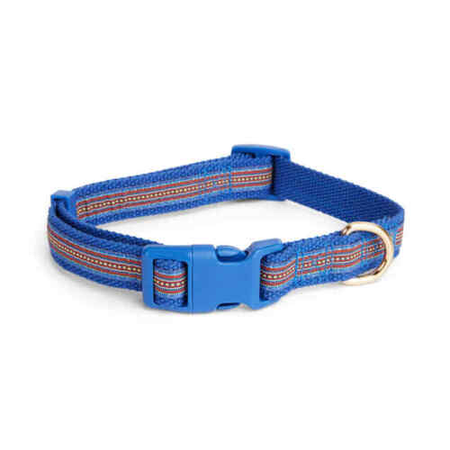 YOULY The Wanderer Blue Stitched Dog Collar, Large