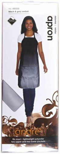 ANDRE # 480008 OMBRE APRON BLACK & GREY Adjustable neck strap and waist ties