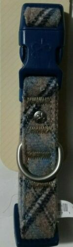 Bond & Co. Tan & Blue Plaid Tweed Dog Collar, Medium By: Bond & Co