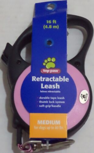 Top Paw Retractable Dog Leash, Color Pink Medium For dogs up to 89 lb (43.8 kg)