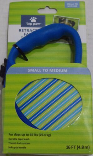 Top Paw® Retractable Fashion Blue Stripe Leash Size S to M / dogs up 65 lb (29.4