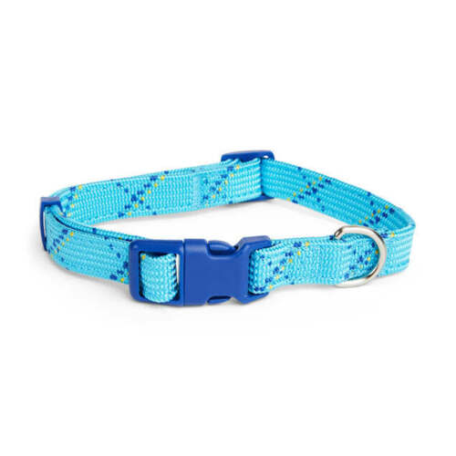 YOULY The Trailblazer Turquoise & Navy Rope Dog Collar, Large