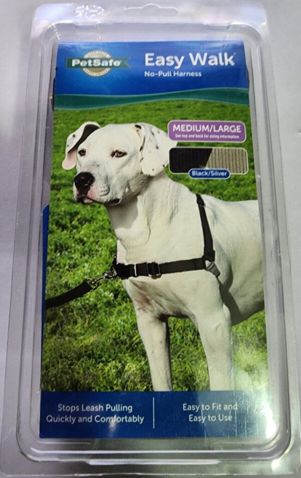 PetSafe Easy Walk No Pull Dog Harness – Size Medium / Large – Black / Silver