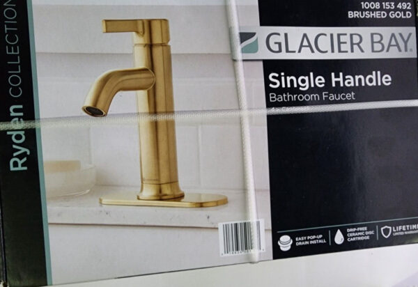 NEW Glacier Bay Ryden Single Hole Single-Handle Bathroom Faucet in Brushed Gold