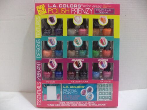 L.A. Colors Create-A-Nail Kit 50 PIECE SET 18 POLISHES TUTORIAL BOOKLET