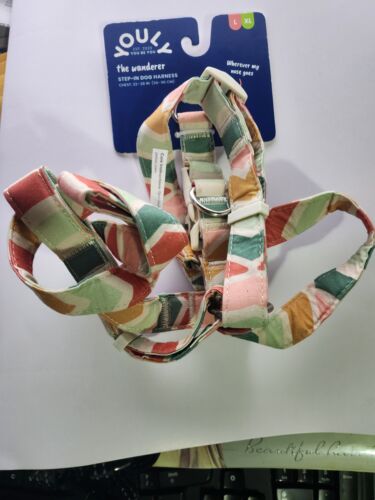 YOULY The Wanderer Rainbow Cotton Step-In Dog Harness, Large/X-Large