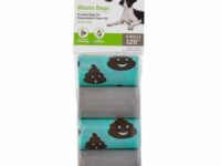 So Phresh Aqua and Light Grey Smiley Poop Dog Waste Bags, Count of 120