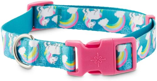 YOULY The Happy-Go-Lucky Rainbows and Unicorns Dog Collar Large. By Youly