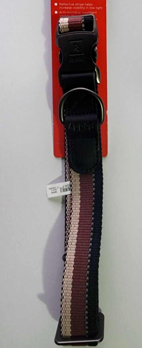 Reddy Burgundy Stripe Dog Collar, Medium By: Reddy