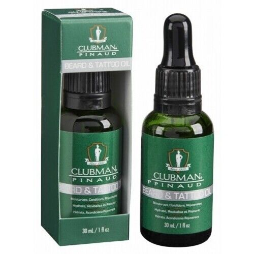 CLUBMAN BEARD & TATTOO OIL Keep skin soft & Restores color to tattooed area 1 OZ